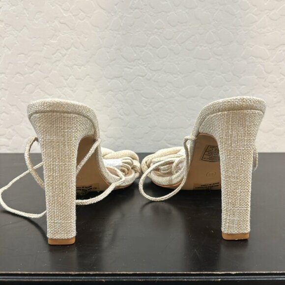 Fashion Nova square toe‎ cream 4.5” high heel women’s size 11 - Picture 4 of 8